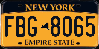 NY license plate FBG8065