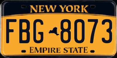 NY license plate FBG8073