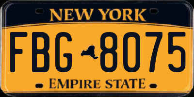 NY license plate FBG8075