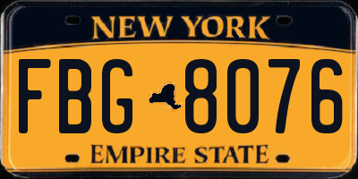 NY license plate FBG8076