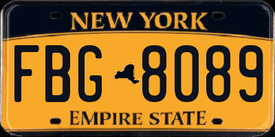 NY license plate FBG8089