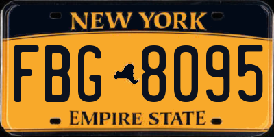 NY license plate FBG8095