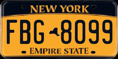 NY license plate FBG8099