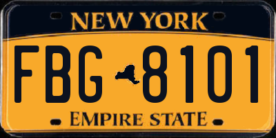 NY license plate FBG8101