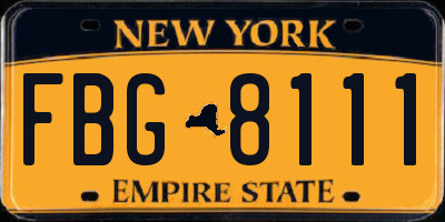 NY license plate FBG8111