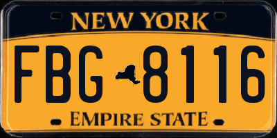 NY license plate FBG8116