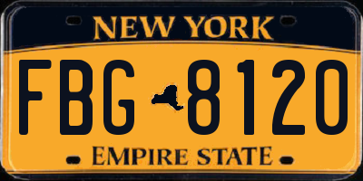 NY license plate FBG8120
