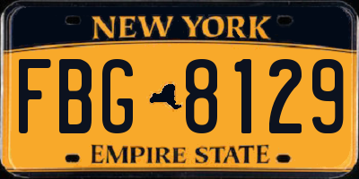 NY license plate FBG8129