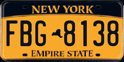 NY license plate FBG8138