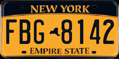 NY license plate FBG8142