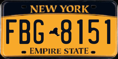 NY license plate FBG8151