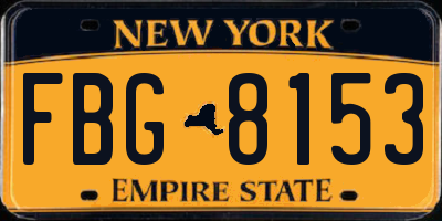 NY license plate FBG8153