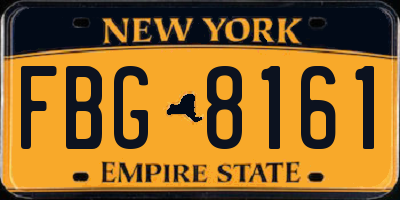 NY license plate FBG8161