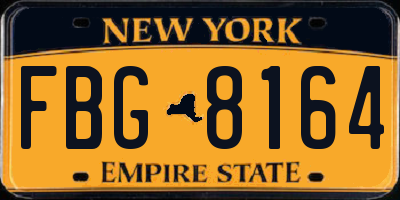 NY license plate FBG8164