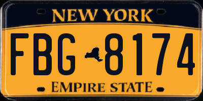 NY license plate FBG8174