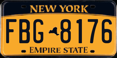 NY license plate FBG8176