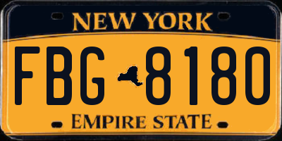 NY license plate FBG8180