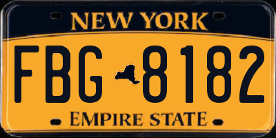 NY license plate FBG8182