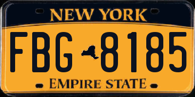 NY license plate FBG8185