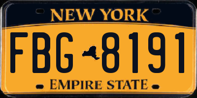 NY license plate FBG8191