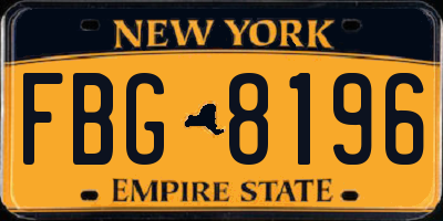 NY license plate FBG8196