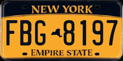 NY license plate FBG8197