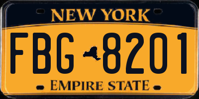 NY license plate FBG8201