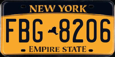 NY license plate FBG8206