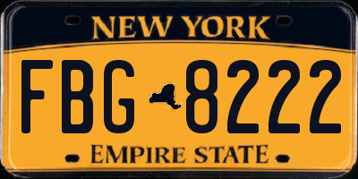 NY license plate FBG8222