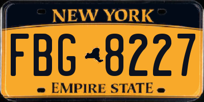 NY license plate FBG8227