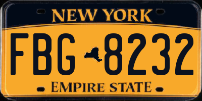 NY license plate FBG8232