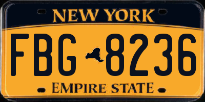 NY license plate FBG8236