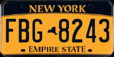 NY license plate FBG8243