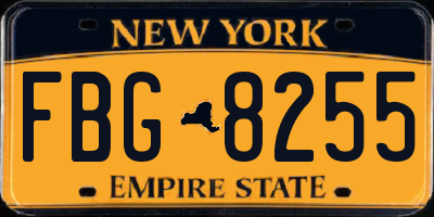 NY license plate FBG8255