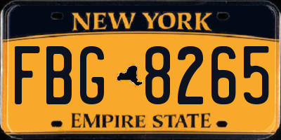 NY license plate FBG8265