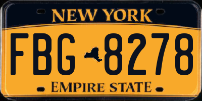 NY license plate FBG8278