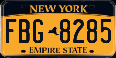 NY license plate FBG8285