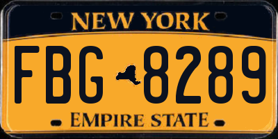 NY license plate FBG8289