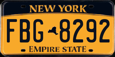 NY license plate FBG8292