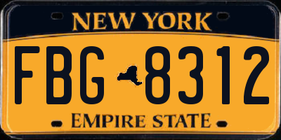 NY license plate FBG8312
