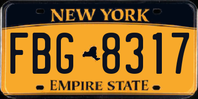 NY license plate FBG8317