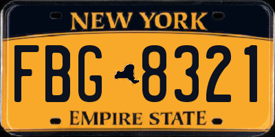 NY license plate FBG8321