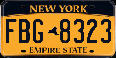 NY license plate FBG8323