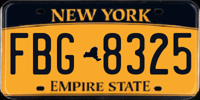 NY license plate FBG8325