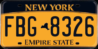 NY license plate FBG8326