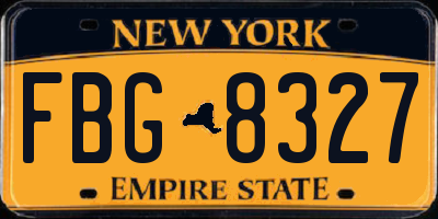 NY license plate FBG8327