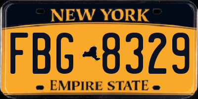 NY license plate FBG8329