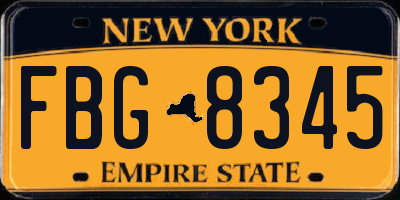 NY license plate FBG8345