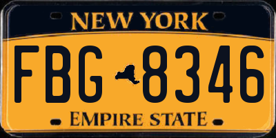 NY license plate FBG8346