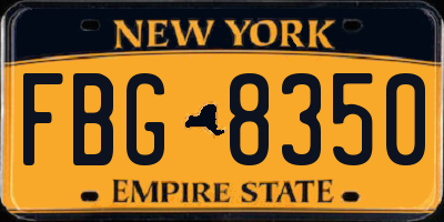 NY license plate FBG8350